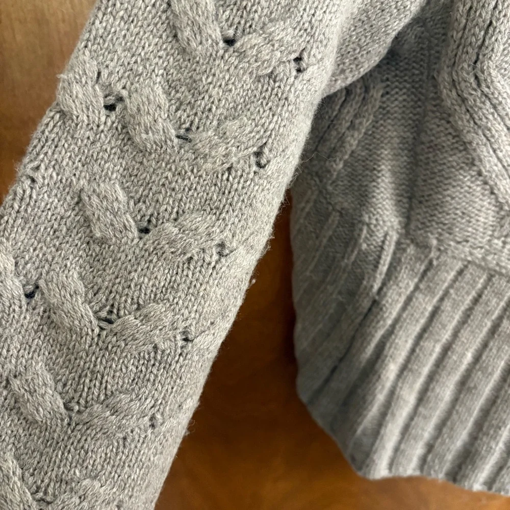 Vince Alpaca Wool Cashmere Tan Bolero Cocoon Cardigan Sweater Cable Knit Preppy - Picture 10 of 13